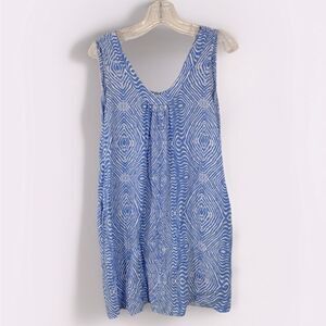 BLUE WATER LADIES TANK DRESS LARGE BLUE PURPLE WHITE CASUAL EVERYDAY RAYON PRINT